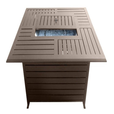 AZ Patio Heaters Rectangular Slatted Aluminum Fire Pit